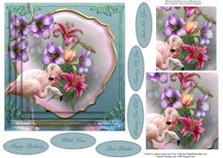 Flamingo Bouquet Topper with Pyramid Layers