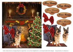 Christmas Morning German Shepard & Decoupage