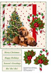 Puppies for Christmas Topper with Decoupage