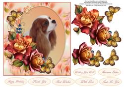 Cavalier King and Roses Topper with Decoupage