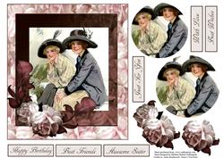 Sisters Vintage Portrait with Layers