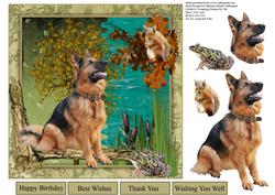 Curious German Shepard Dog Topper with Decoupage