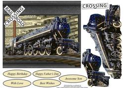 Train Crossing Card Topper with Decoupage