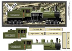 Green Train 4 x 10 Long Topper with Decoupage
