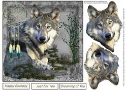 Wolf Dreams Card Topper with Decoupage