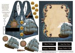 Man's Vest Card Set with Decoupage