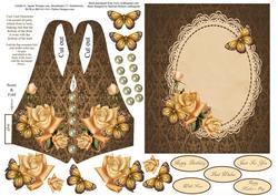 Fancy Vest Card Set with Decoupage