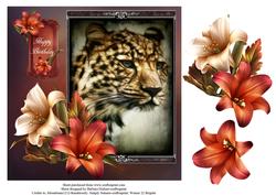 Cheetah Portrait with Lilly Decoupage