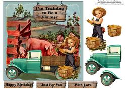 Farm Boy Card Topper with Decoupage