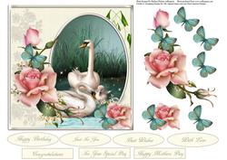 Swan Sweet Hearts with Rose Decoupage
