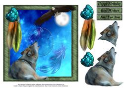 Wolf in the Moonlight Topper with Decoupage
