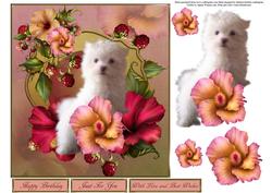 Maltese Puppy & Flowers Topper with Decoupage