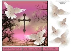 Scenic Doves Pink Topper with Decoupage
