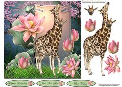 Lotus Flower Giraffe Topper with Decoupage