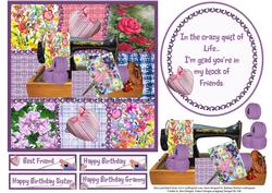 Crazy Quilt Sewing Topper Set with Decoupage