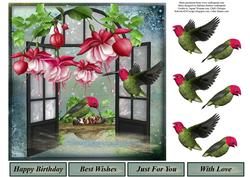 Nesting Humming Birds Topper with Decoupage