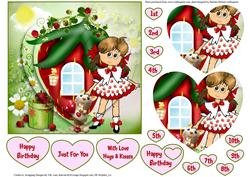Strawberry Love Heart Topper with Layers