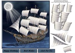 Peaceful Night Ocean Topper with Decoupage