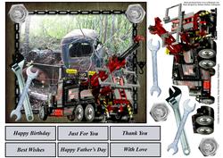 Tow Truck Clean Up Topper with Decoupage