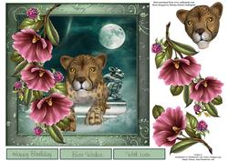 Misty Night Cheetah Topper with Decoupage