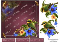 Mother with Bird & Flowers Topper & Decoupage