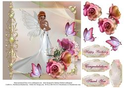 Fairy Bride Floral Card Topper with Decoupage