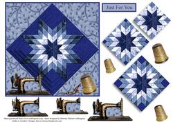 Blue Star Quilt Topper with Layers