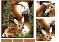 Scenic Woodland Fawn with Pyramid Layers