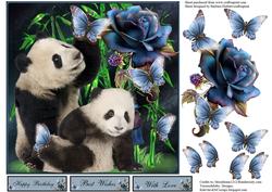 Panda Butterfly Garden Topper with Decoupage