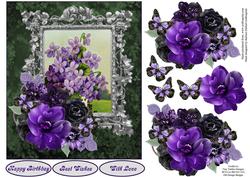 Flowers and Frame Card Topper with Decoupage
