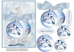 Log Cabin Tree Baubles Topper with Decoupage