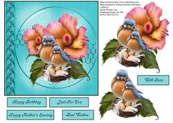Blooming Flowers and Birds Topper with Decoupage