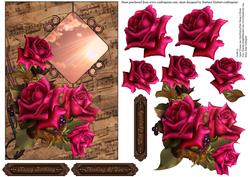 Musical Sun Shine Rose Topper with Decoupage