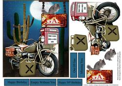 Lonesome Bike Card Topper with Decoupage