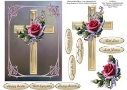Rose Cross Card Topper with Decoupage