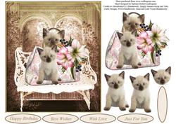Waiting Cute Kittens Topper with Decoupage