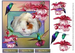 Guinea Pig Portrait and Flowers with Decoupage