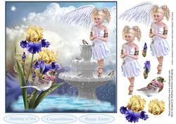 Spring Visitors Card Topper with Decoupage