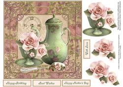 Tea Time Rose's Topper with Decoupage