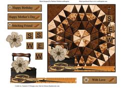 Quilted Star Card Topper with Decoupage