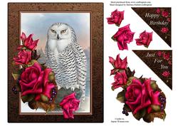 Owl and Roses Card Topper with Decouapge