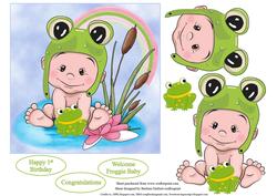 Froggie Baby Topper with Decoupage