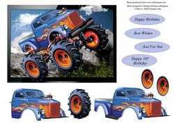 Monster Truck Fire Topper with Decopage