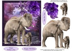 Tropical Elephants Topper with Decoupage