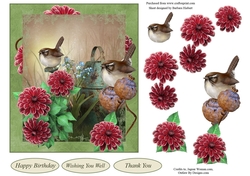 Autum Birds & Mums Topper with Decoupage