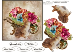 Vintage Rabbit & Roses Topper with Decoupage Layers