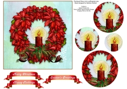 Poinsettia Glowing Wreath Topper with Pyramid Layers
