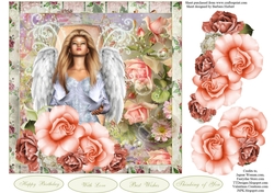 Rose Garden Angel Topper with Decoupage