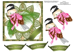 Chickadee Christmas Topper with Decoupage