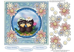 Spring Loving Crows Topper with Decoupage